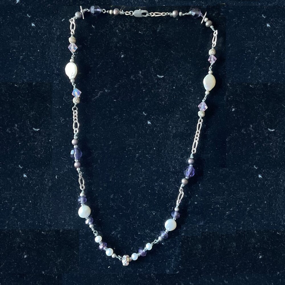 18"  genuine 3mm black Tahitian pearl Sterling silver necklace